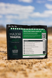 the major trauma field kit standing up in an arizona desert under a sunny, pctureseque sky