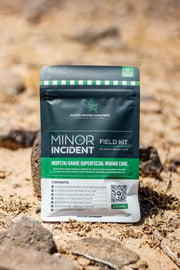 Minor Incident field kit packaging on a natural background